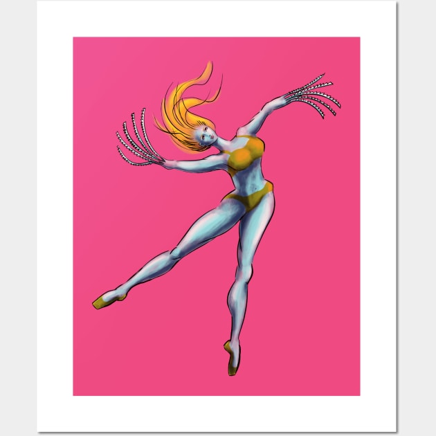 Weird Dancer Girl With Saw Hands Wall Art by Boriana Giormova